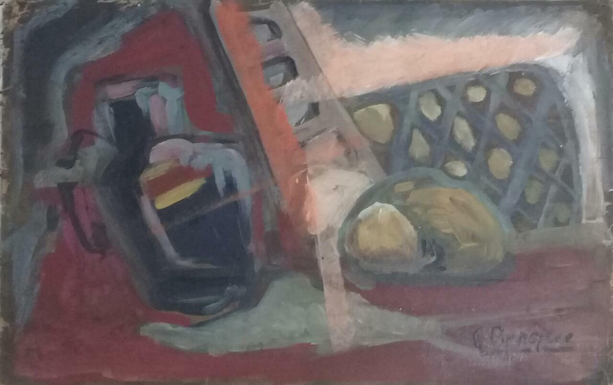 FINE: Still Life Painting by G. Braque / Oil Canvas Artwork 1960s  / Signed