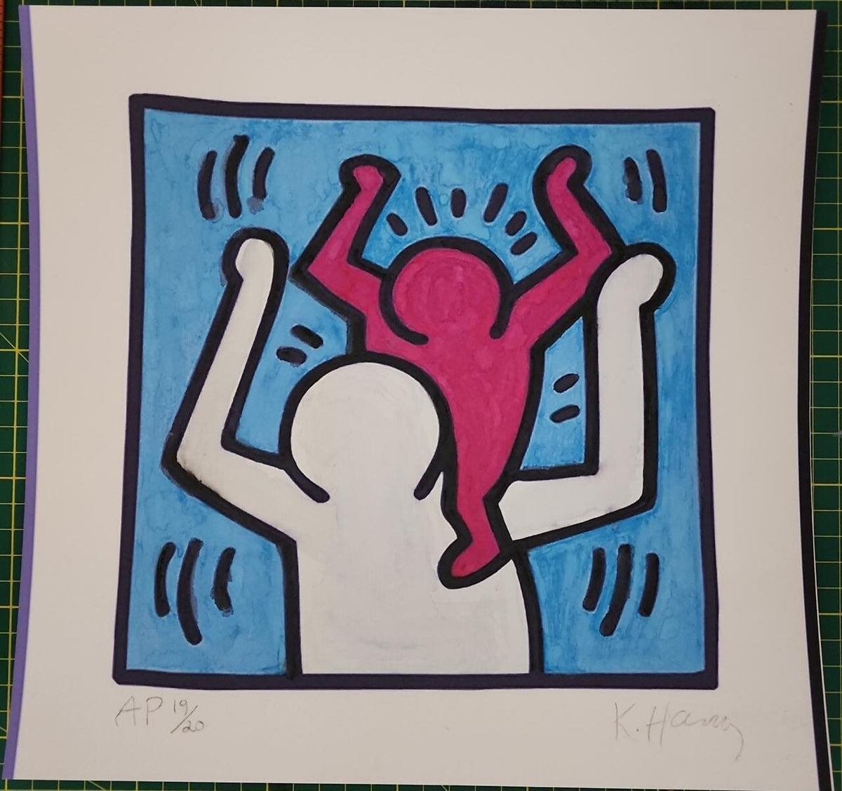FINE American Master - Keith Haring  - Silkscreen  painted / Stamp / Signed
