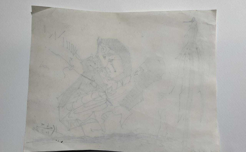 FINE PAINTING : Kahn - 1983 - Ink Drawing on paper / Very rare "The Weddingg"
