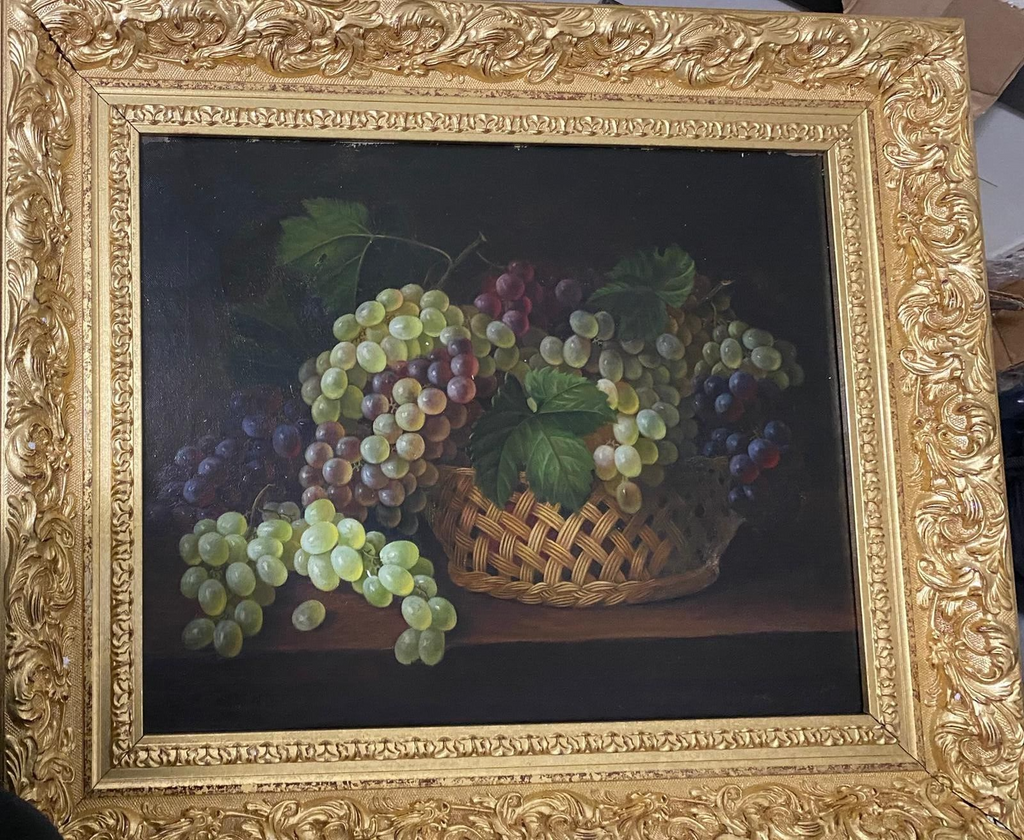 American Master: Jhon F. FRANCIS - Oil canvas painting "Grapes" Signed COA