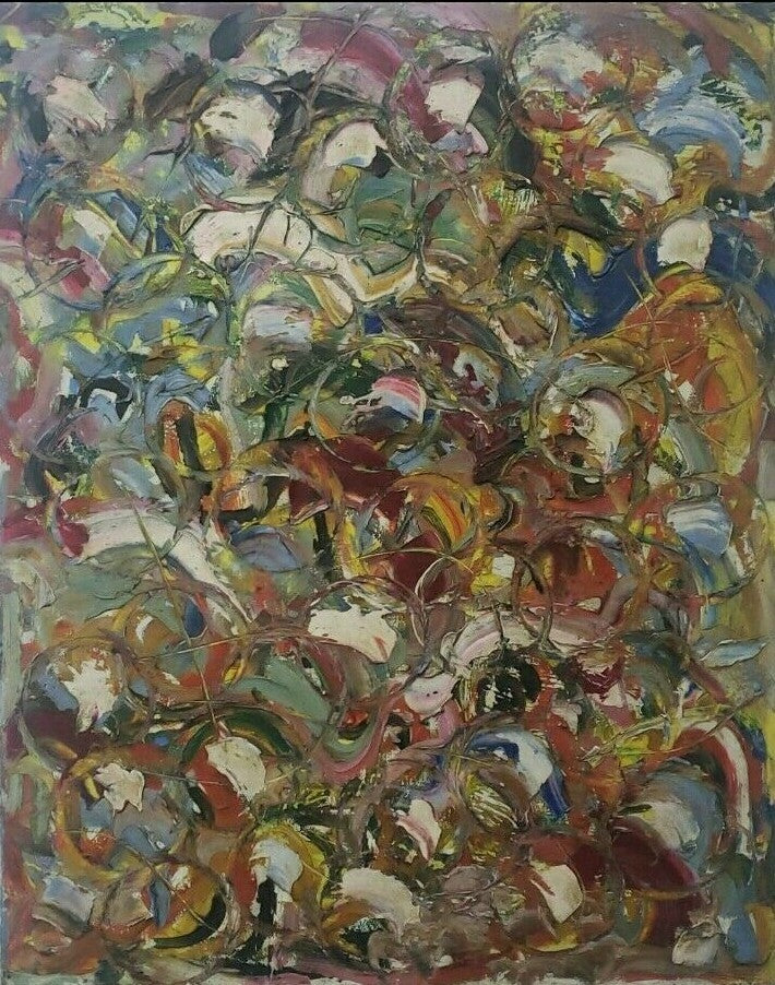 "AFTER RIOPELLE" Antique Oil Canvas Painting / Abstract expressionism / AMAZING