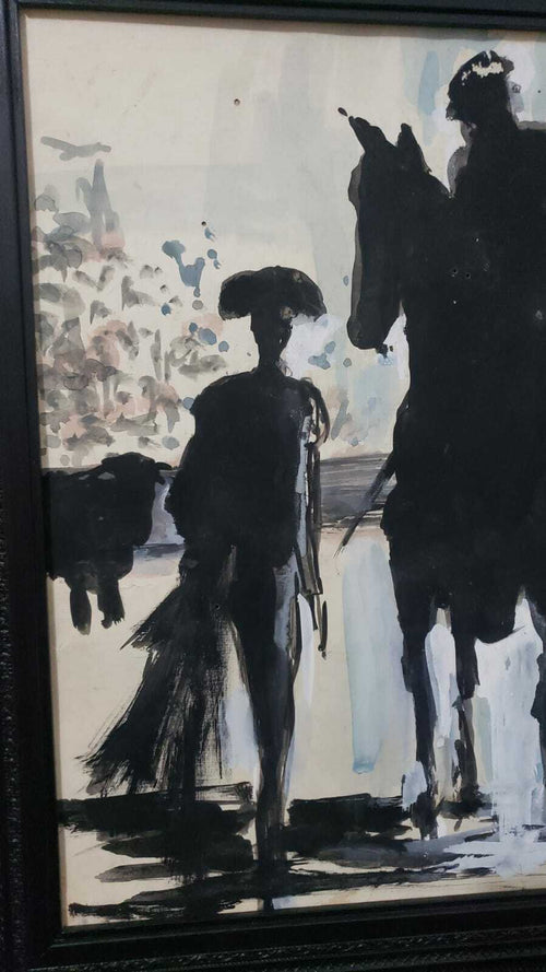AFTER - Salvador Dalí -  Vintage Art Bull - Oil  Paper - Framed - FINE ART