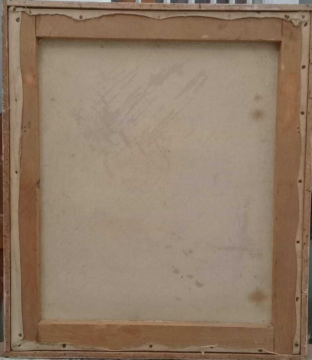 FINE Antique Painting Oil Canvas / "Miners going down the galleries of a mine" 