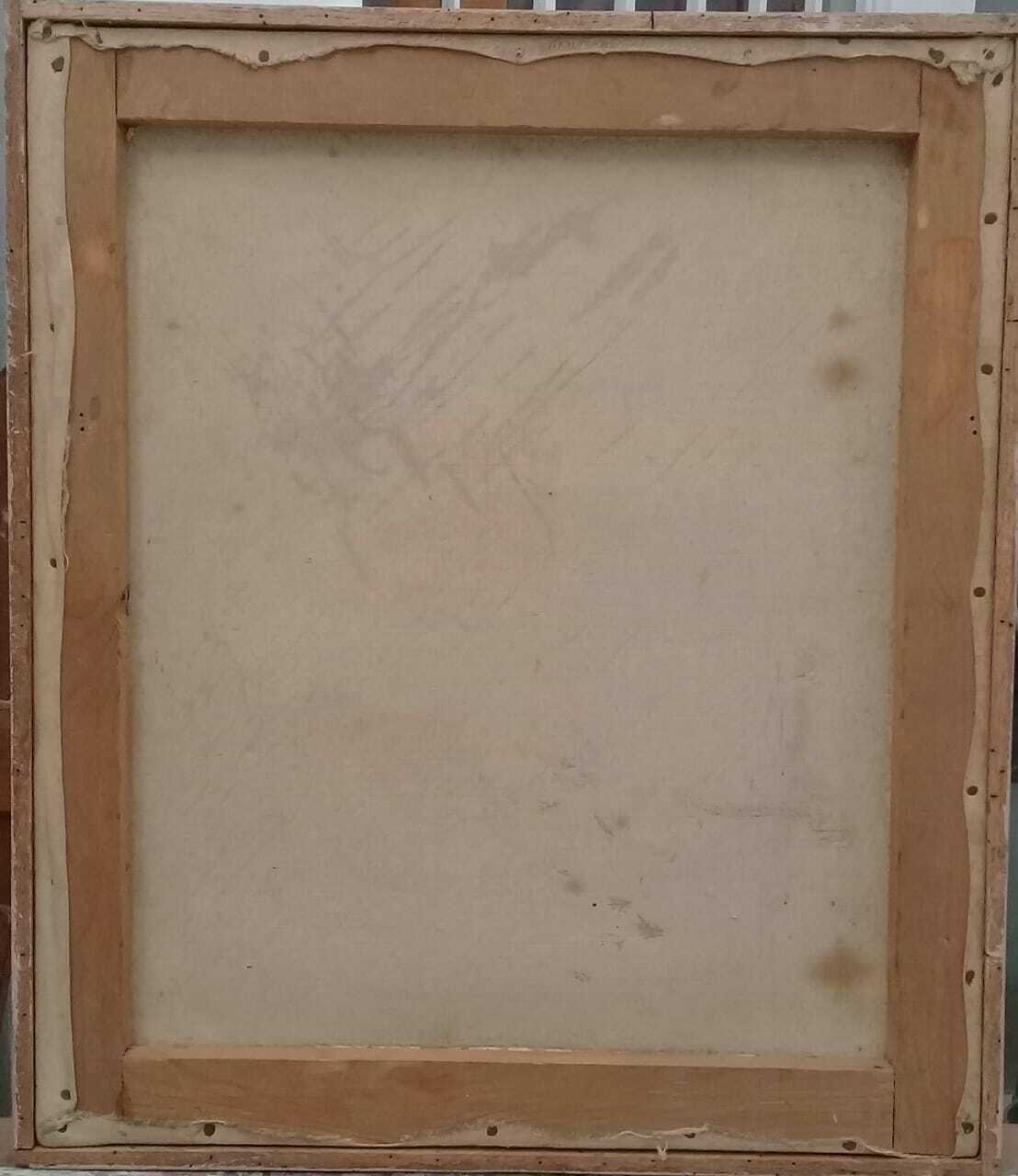 FINE Antique Painting Oil Canvas / "Miners going down the galleries of a mine" 