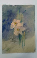 FINE Amazing Flowers Antique Painted -  Oil on Cardboard paper  - Signed 