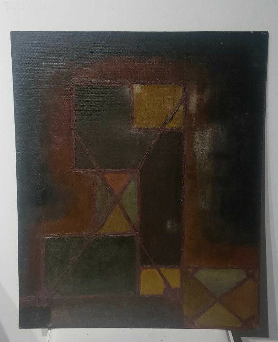 Antique Oil masonite Painting / Abstract expressionism / Old Artwork / Signed