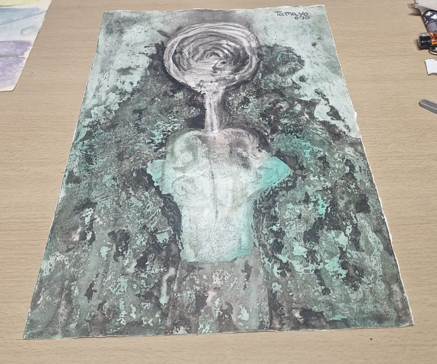Rufino Tamayo - Mixed Media Painting signed 0-70 / After Mexican Master