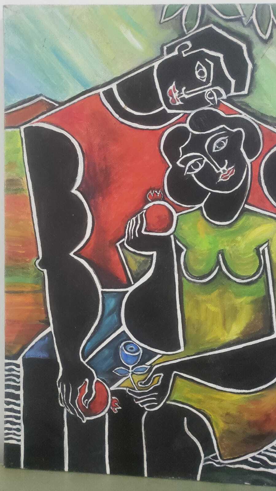 Real Blackamoor Love - Vintage Oil Painting / canvas / Amazing / FINE ART