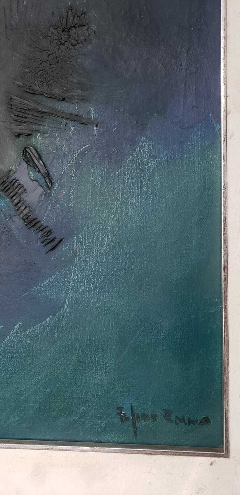 EMMA ELIAS / Antique oil canvas painting / Signed / Abstract Composition