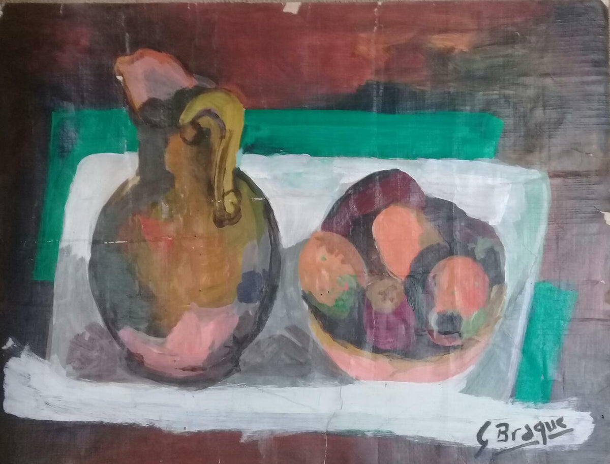 FINE ART : BRAQUE / Oil cardboard  / Signed / Cardboard adhered to canvas 