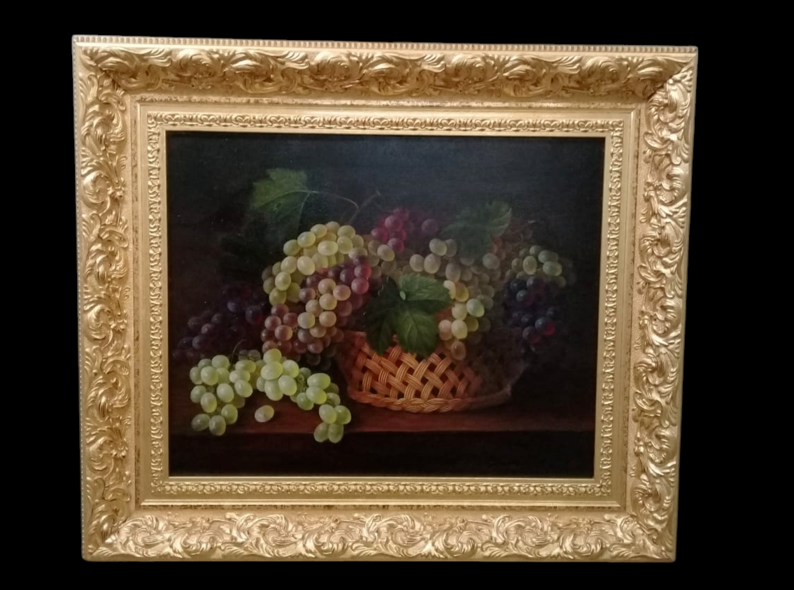 American Master: Jhon F. FRANCIS - Oil canvas painting "Grapes" Signed COA