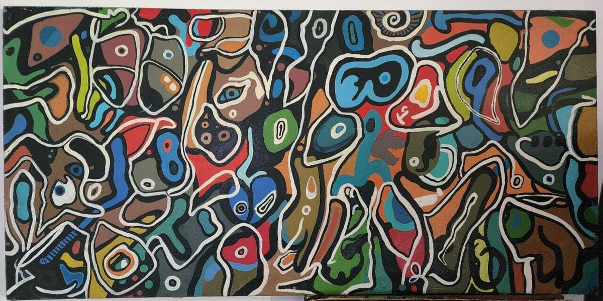 After Jean DUBUFFETE / Oil Canvas painting / Abstract expressionism