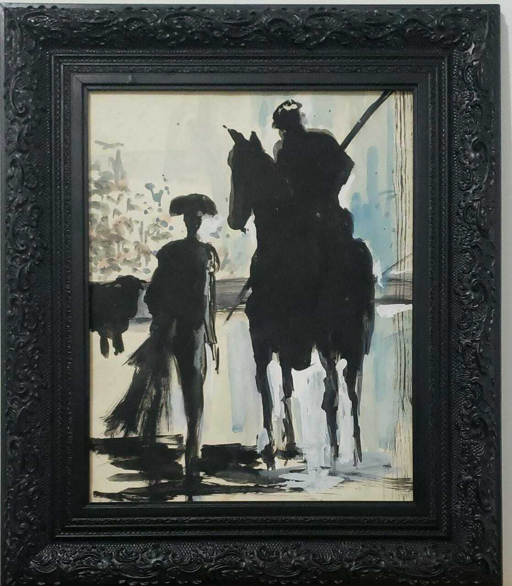AFTER - Salvador Dalí -  Vintage Art Bull - Oil  Paper - Framed - FINE ART