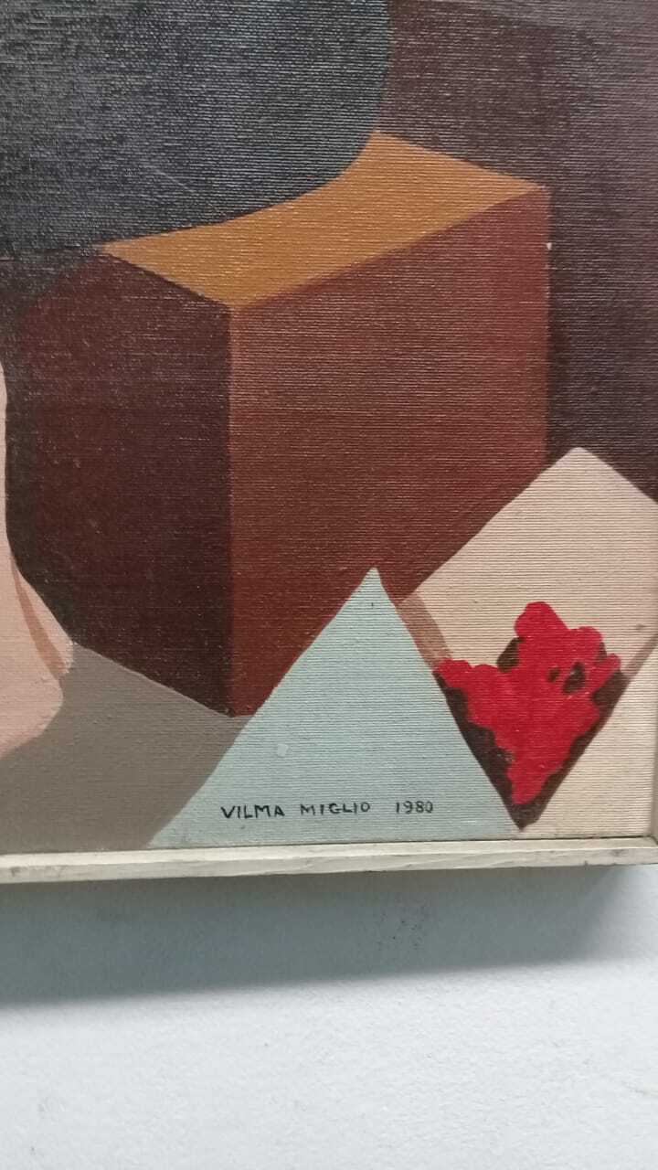 Vilma Miglio - Oil canvas Painting / Booth Sides Painting / Signed / Surrealist 