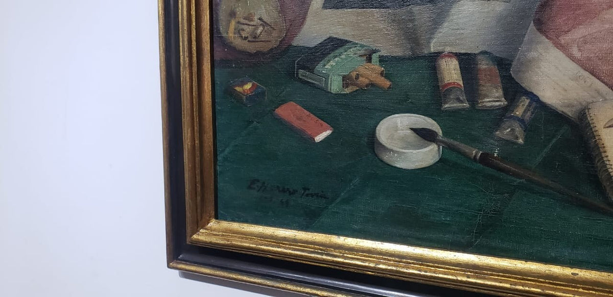 ORIGINAL 1940's  Hyperrealism / OIL CANVAS Painting  By E. HERRERO