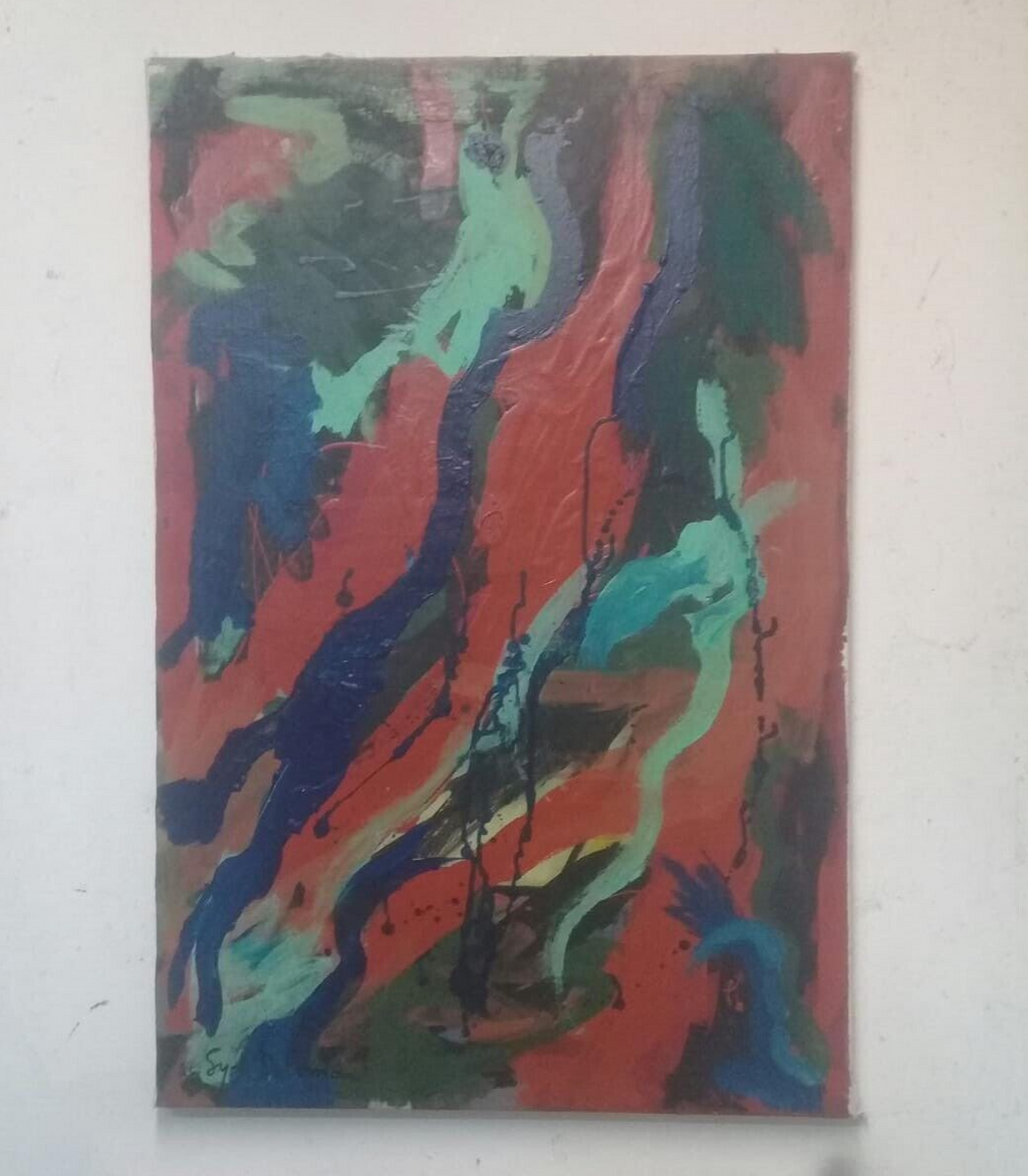 American Contemporary Master Abstract SYD SOLOMON - Oil canvas Painting / Signed