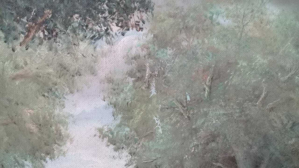Family of Collies - Oil Canvas painting "Magic Realism" 1990