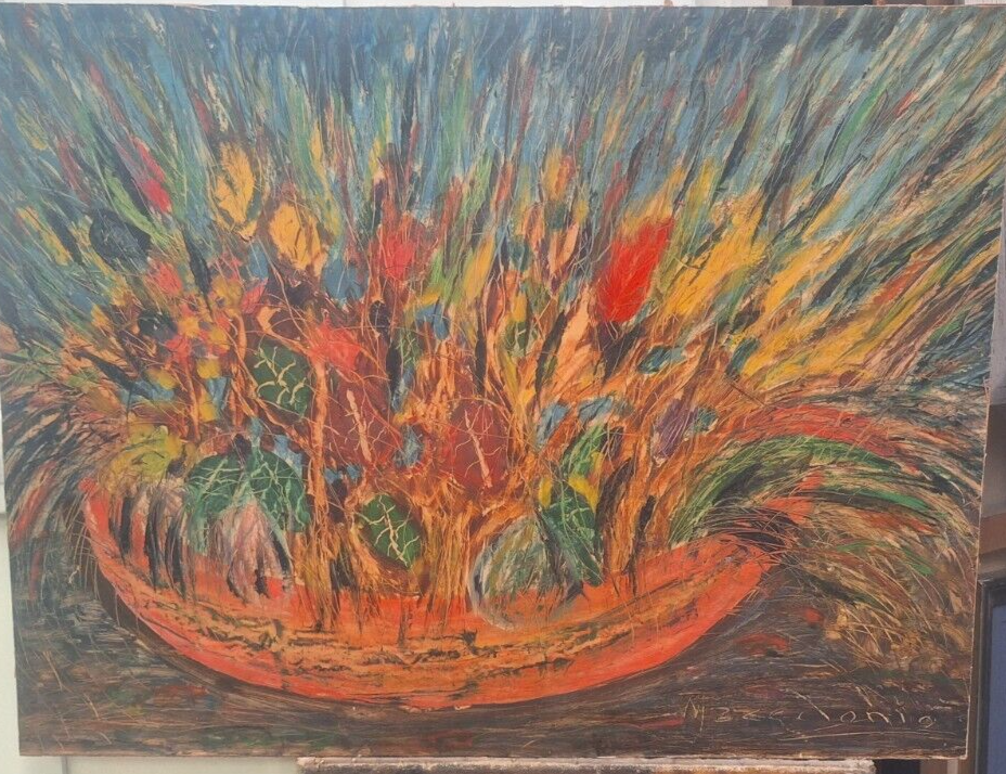 Peruvian:  Macedonio de La Torre - Oil Painting - Masonite / COA / Signed