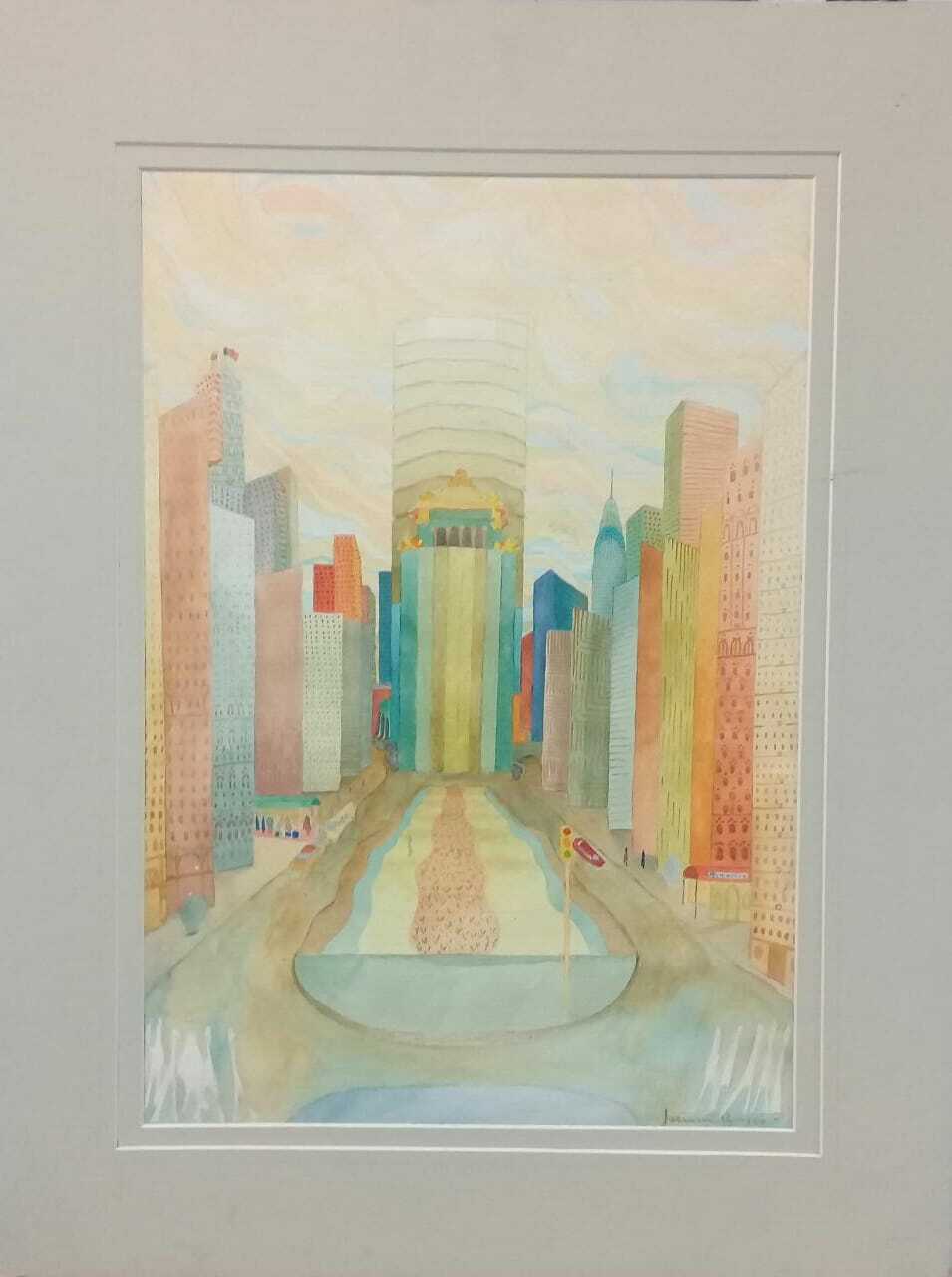 James Brooks - Park Ave " Watercolor on cardboard paper"