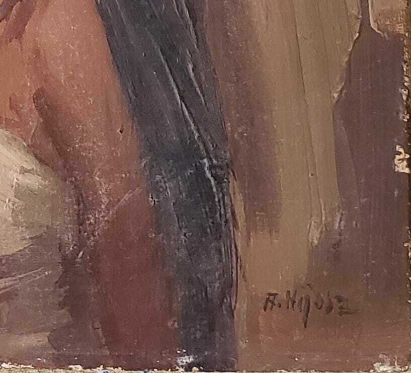 Antique Oil / Table Wood - Portrait "GITANA" - Signed by the artist -  ORIGINAL