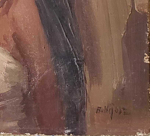 Antique Oil / Table Wood - Portrait "GITANA" - Signed by the artist -  ORIGINAL