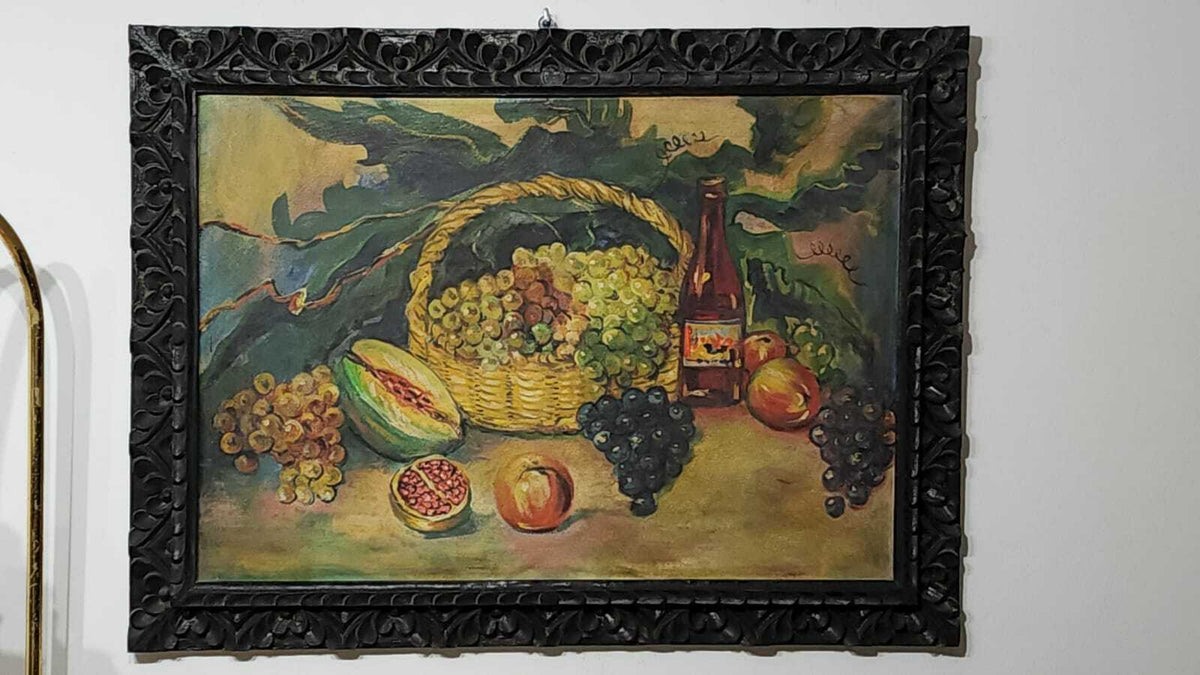 FINE Antique Composition Oil Canvas / Still Life  1960's