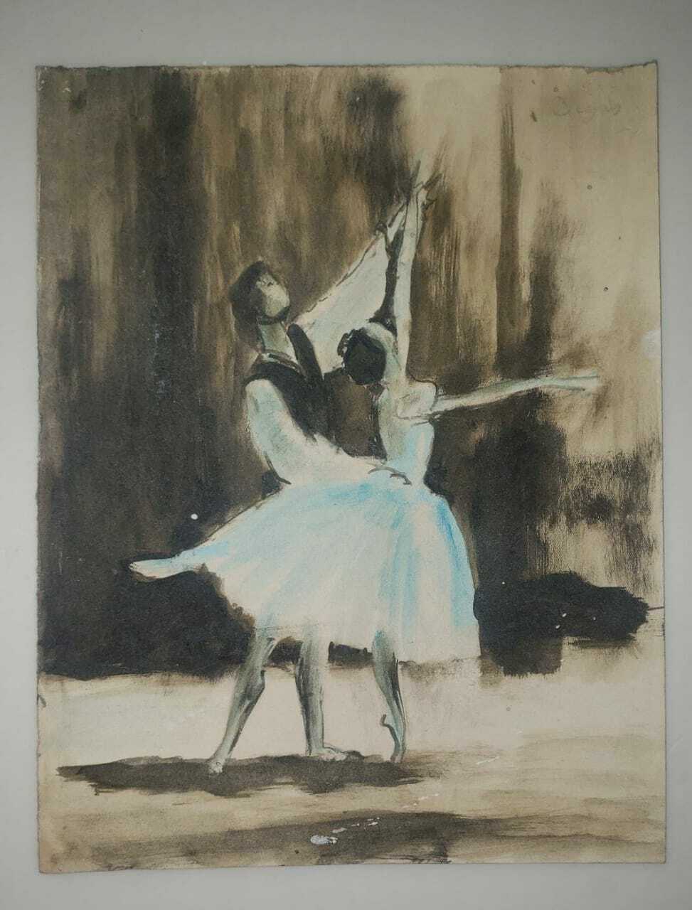 Real Antique Edgar Degas / Watercolor & Pastels / Manner of French Master 