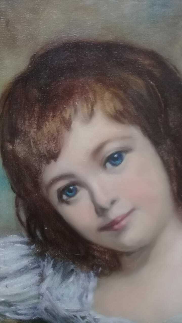 Original by J.Fiero - Oil canvas Portrait / Signed - Antique FINE
