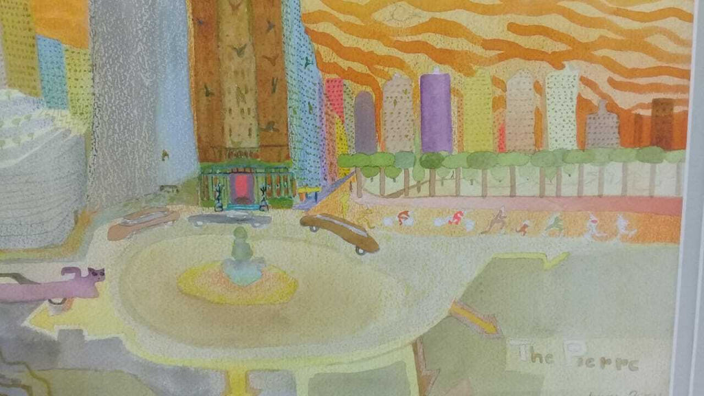 FINE American Artist James Brooks - Park Ave " Watercolor on cardboard paper" 