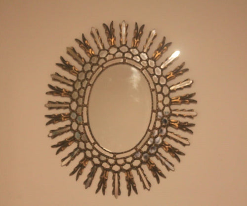 AMAZING Antique Stylish Gold Mirror Oval - Glazed style / Unique Piece A1