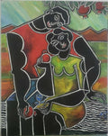 Real Blackamoor Love - Vintage Oil Painting / canvas / Amazing / FINE ART