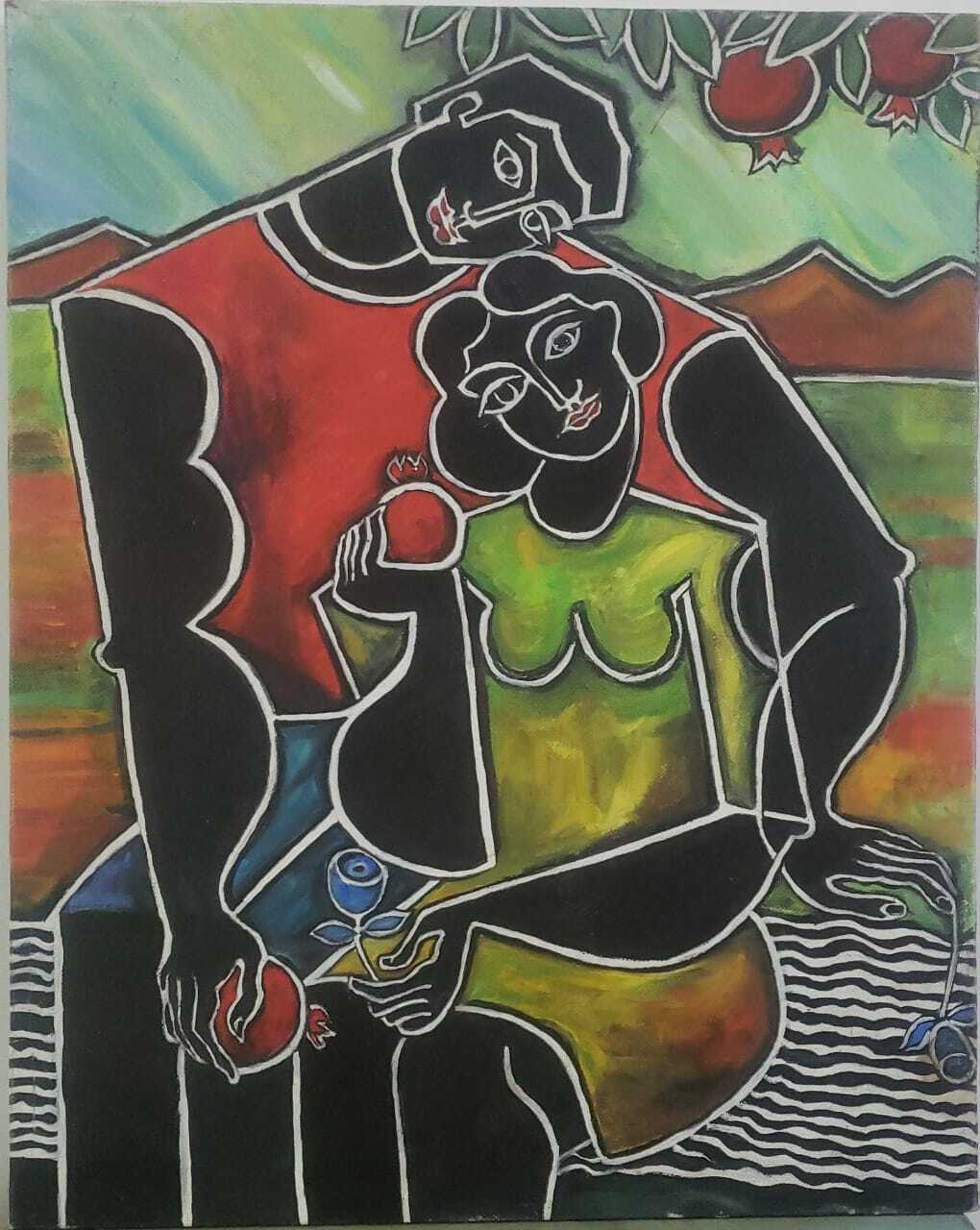 Real Blackamoor Love - Vintage Oil Painting / canvas / Amazing / FINE ART
