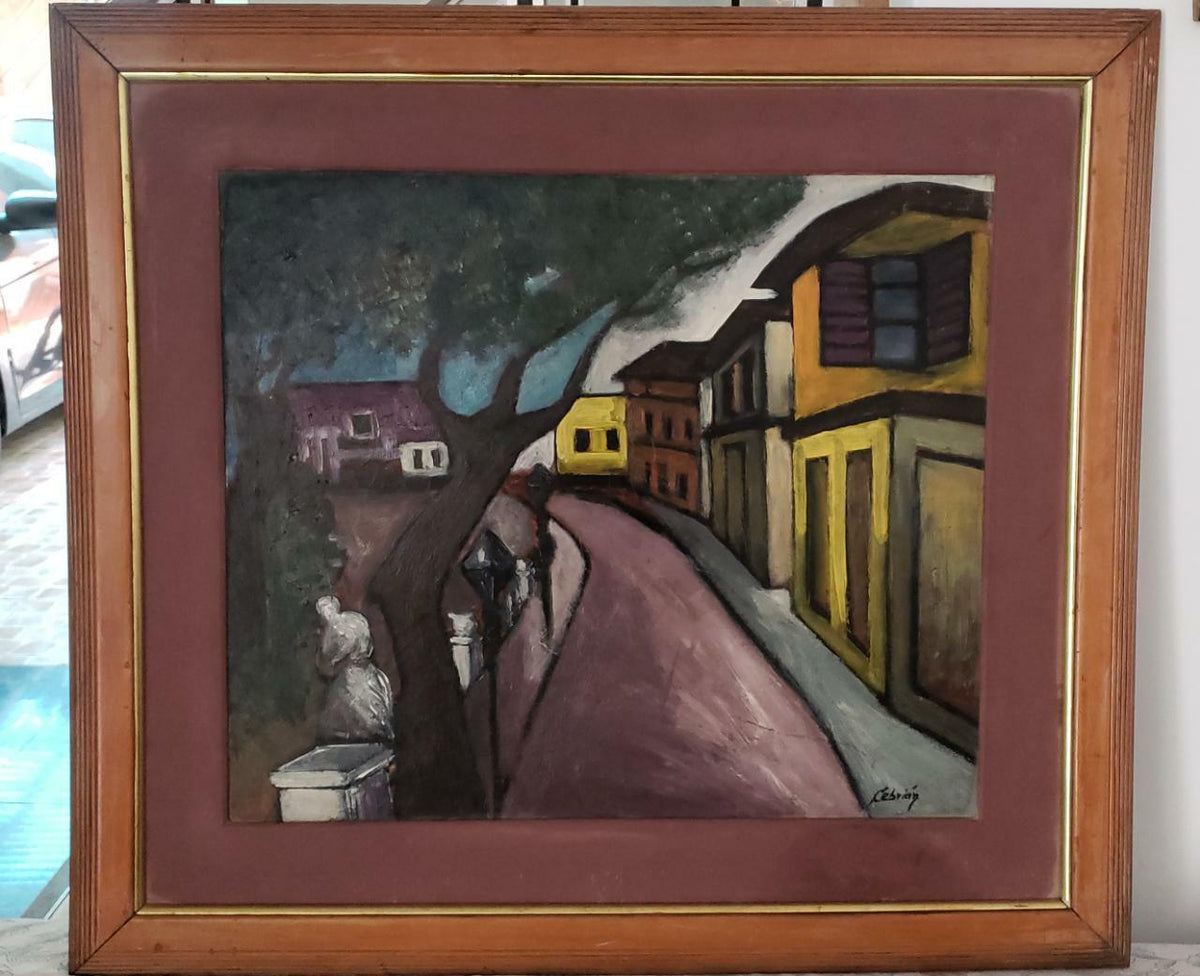 Contemporary Peruvian Master JUAN CEBRIAN - "Quinta Heeren" Oil on masonite
