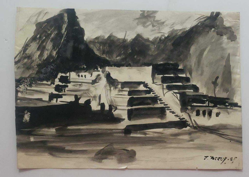 FINE Original 1965 J.Tessey / Signed / Antique Landscape Painting / Amazing 