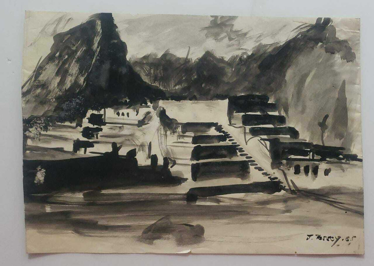 FINE Original 1965 J.Tessey / Signed / Antique Landscape Painting / Amazing 