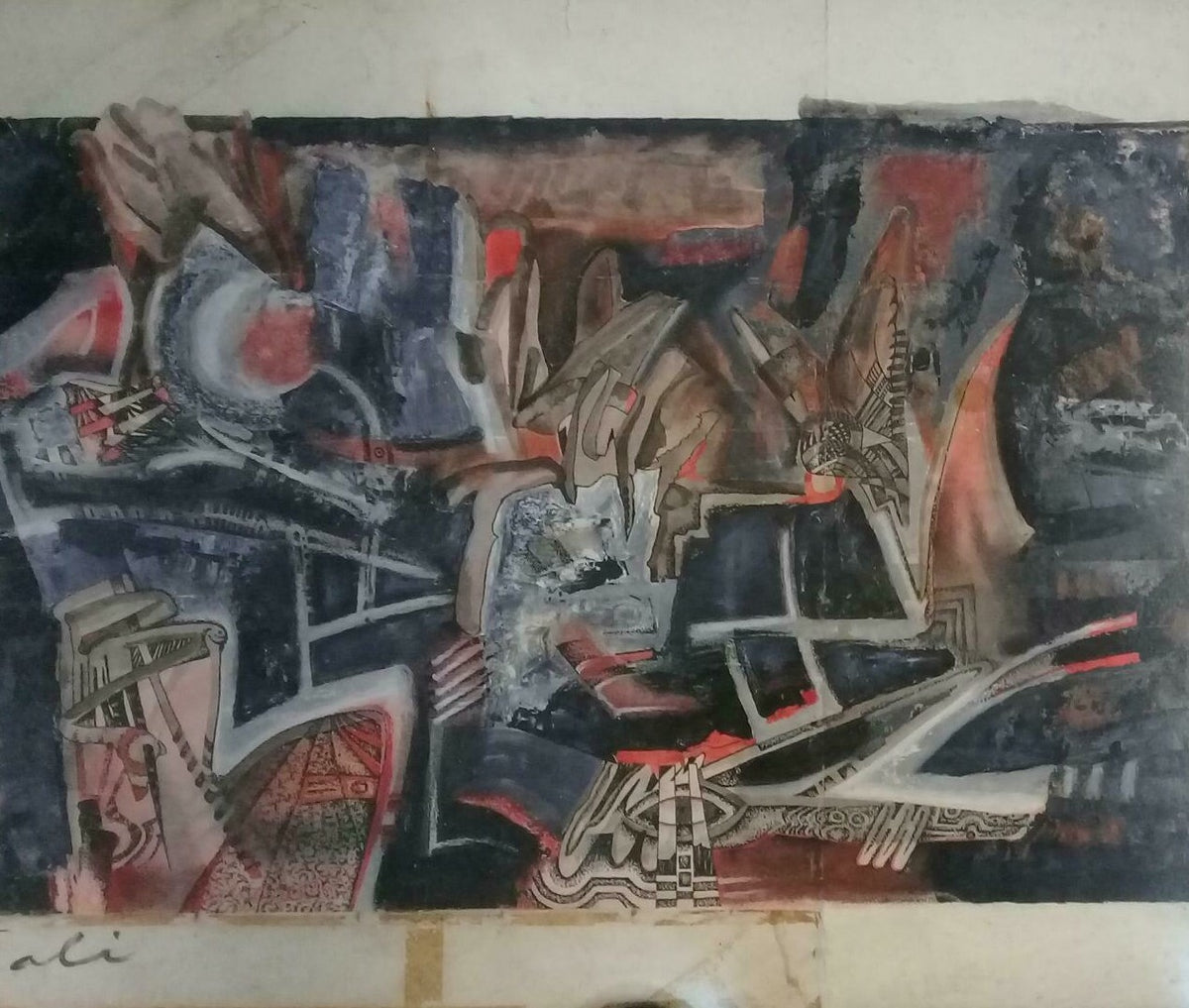 SALVADOR DALI - Antique Oil on cardboard / Amazing Composition - FINE ART