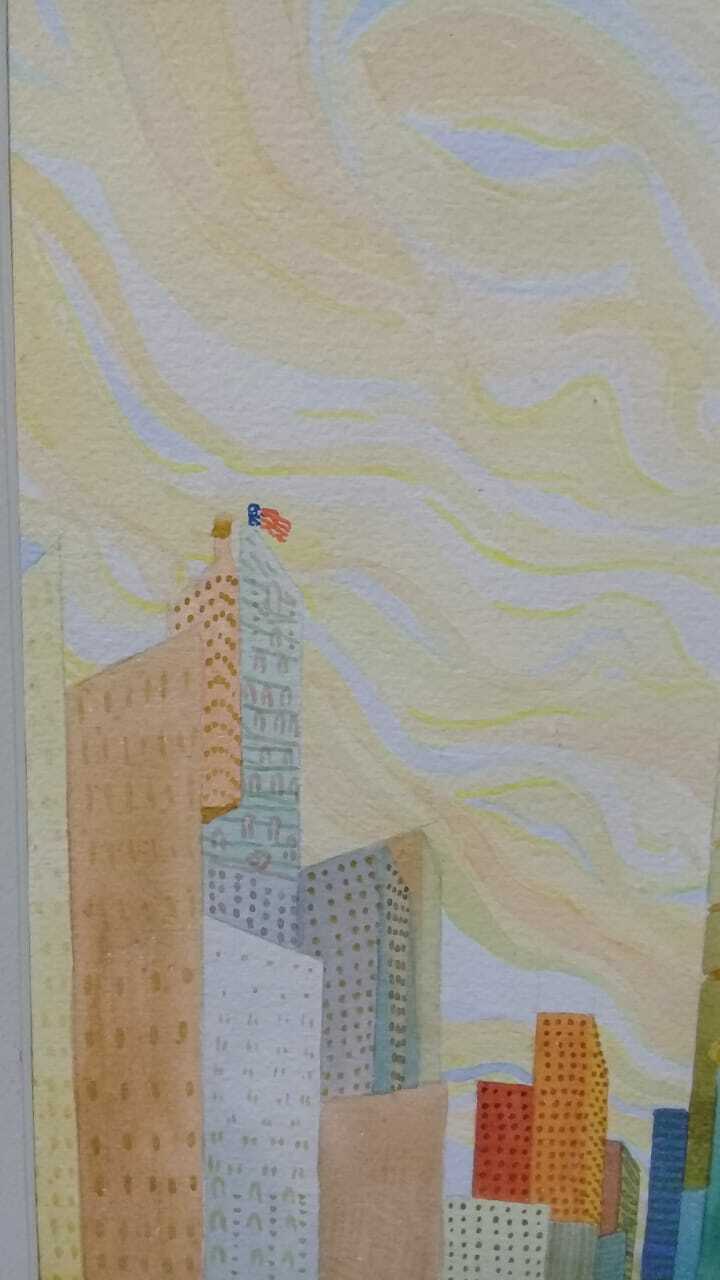 James Brooks - Park Ave " Watercolor on cardboard paper"