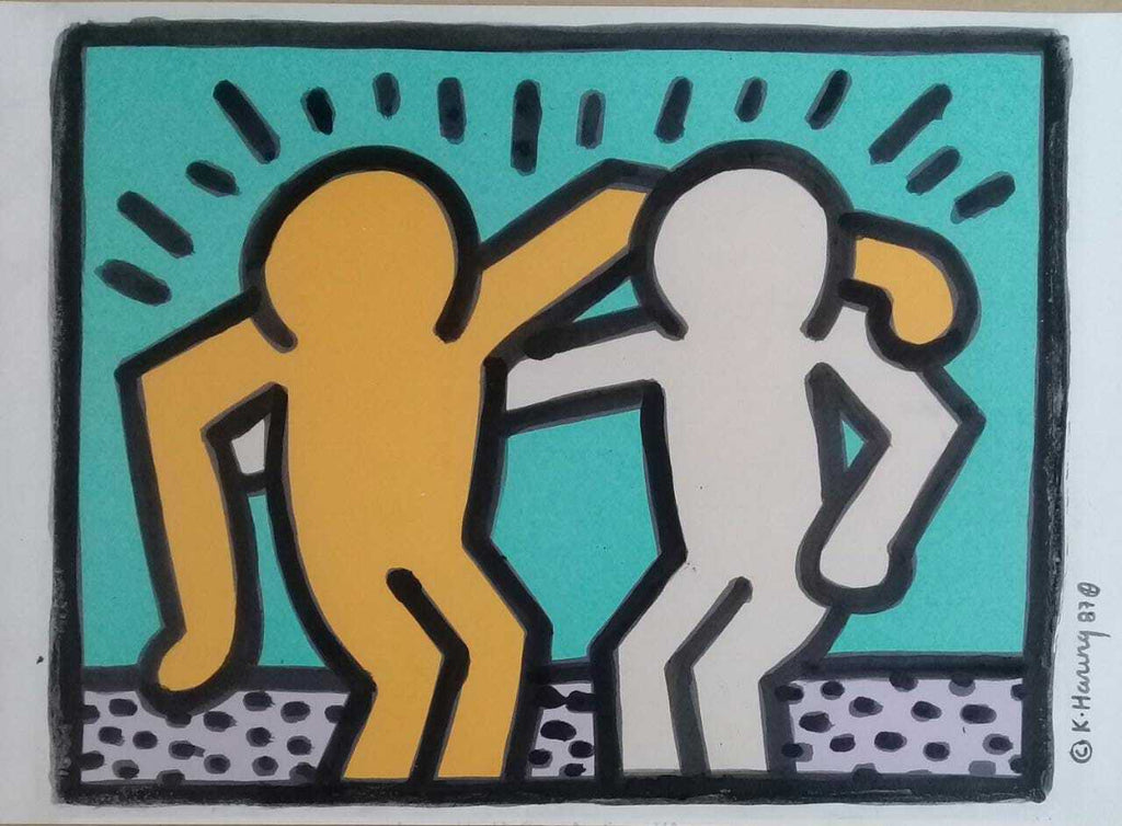 KEITH HARING Silkscreen painted - "manner of american artist" Gay Couple