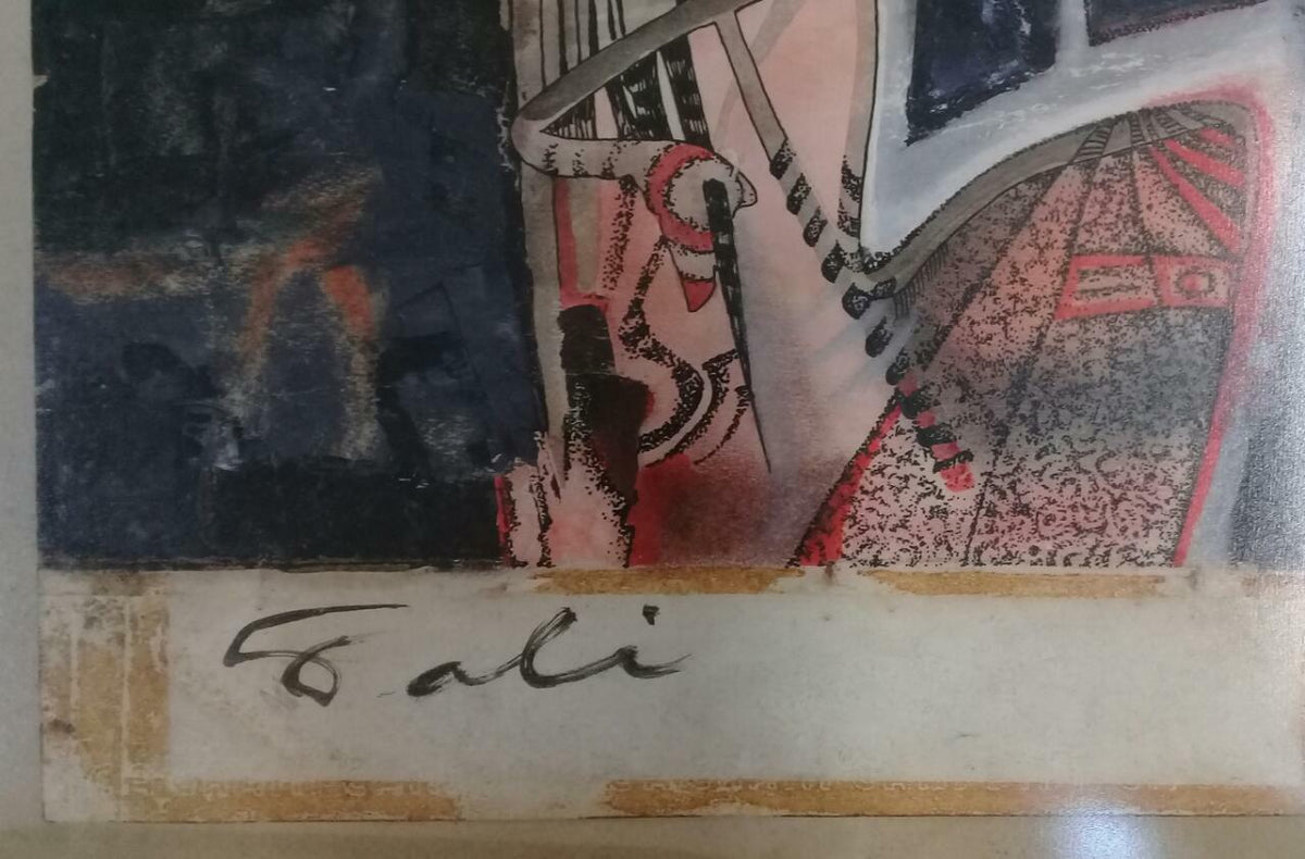 SALVADOR DALI - Antique Oil on cardboard / Amazing Composition - FINE ART