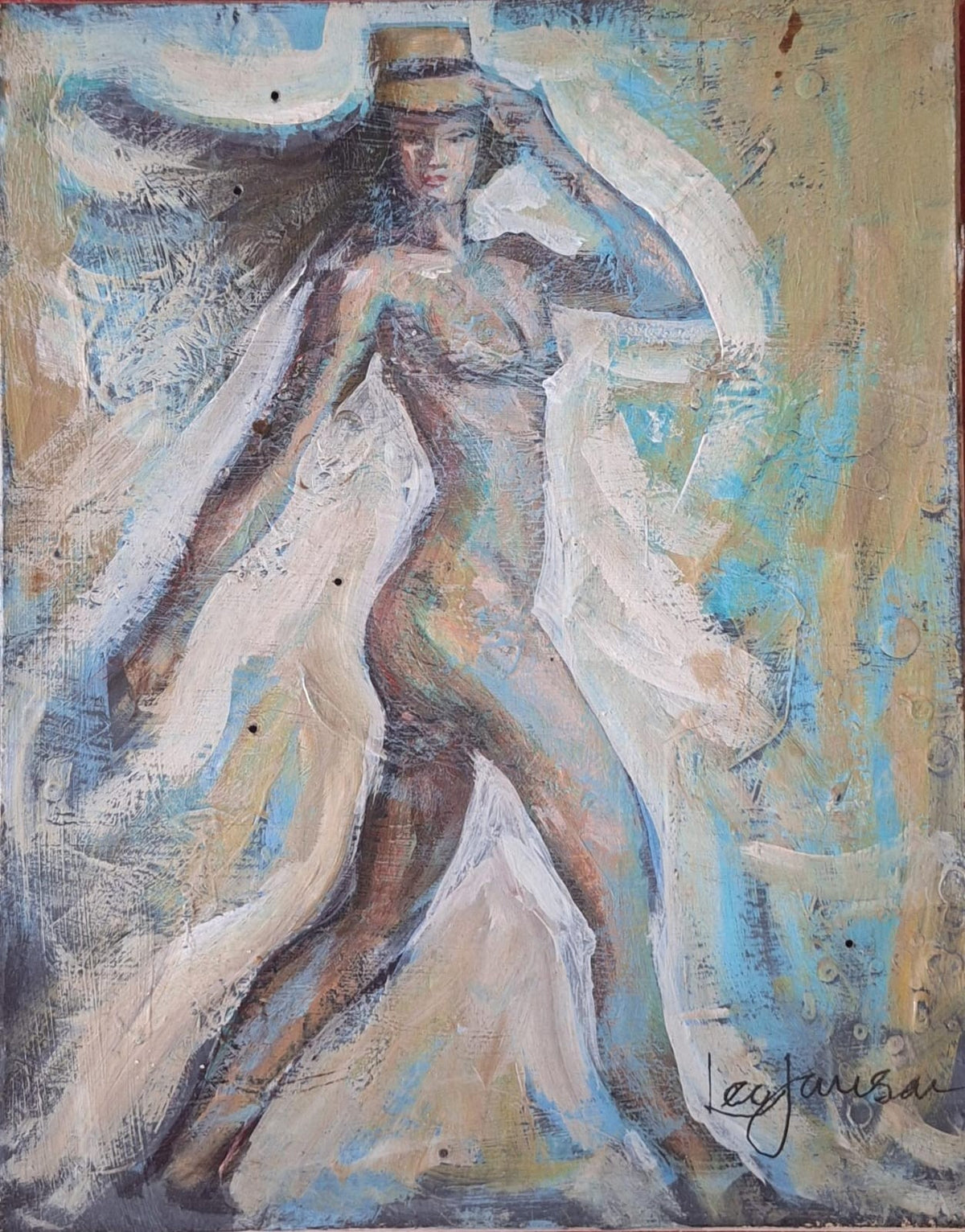 Leo Jansen - Oil Painting Masonite / Signed / Contemporary Portrait