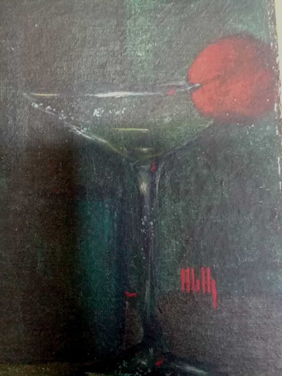 Antique Oil Canvas Painting / Signed / Rare 1960s / Futurism 