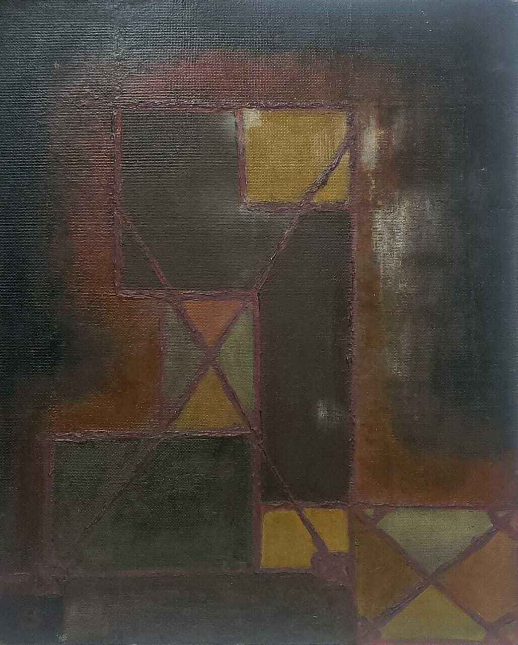 Antique Oil masonite Painting / Abstract expressionism / Old Artwork / Signed