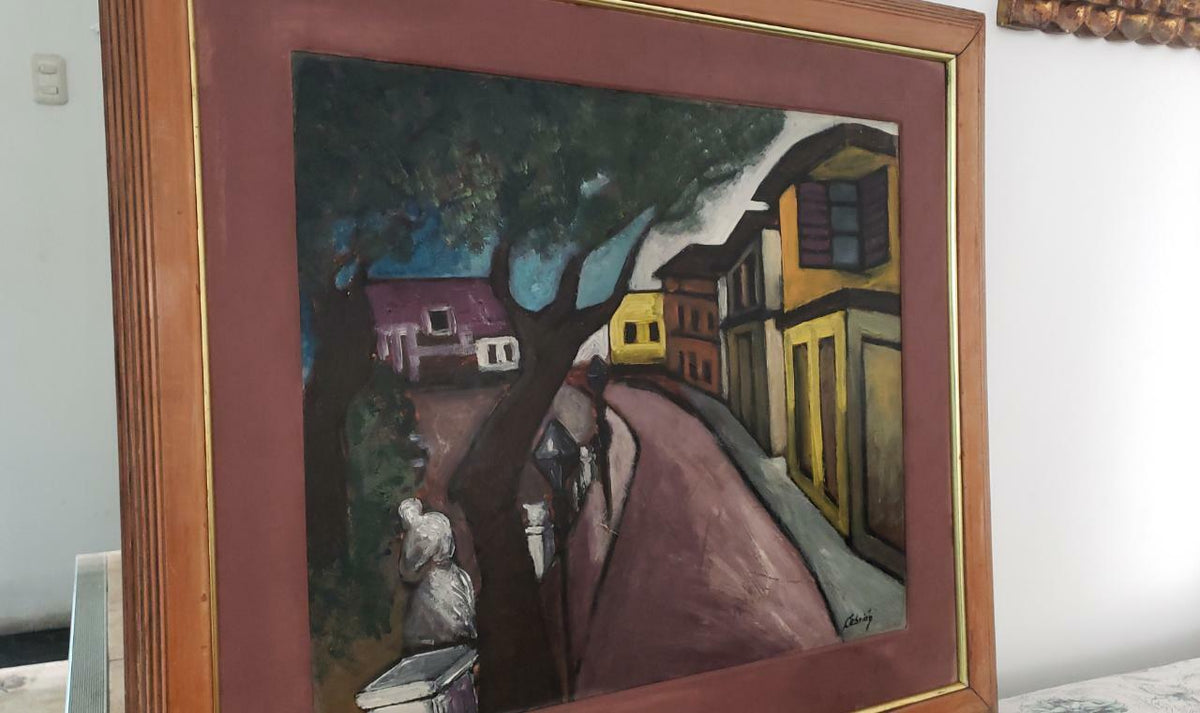 Contemporary Peruvian Master JUAN CEBRIAN - "Quinta Heeren" Oil on masonite