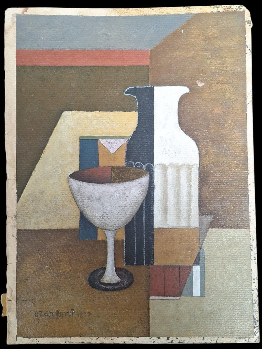Manner of Amédée Ozenfant - Oil painting on cardboard signed 1923