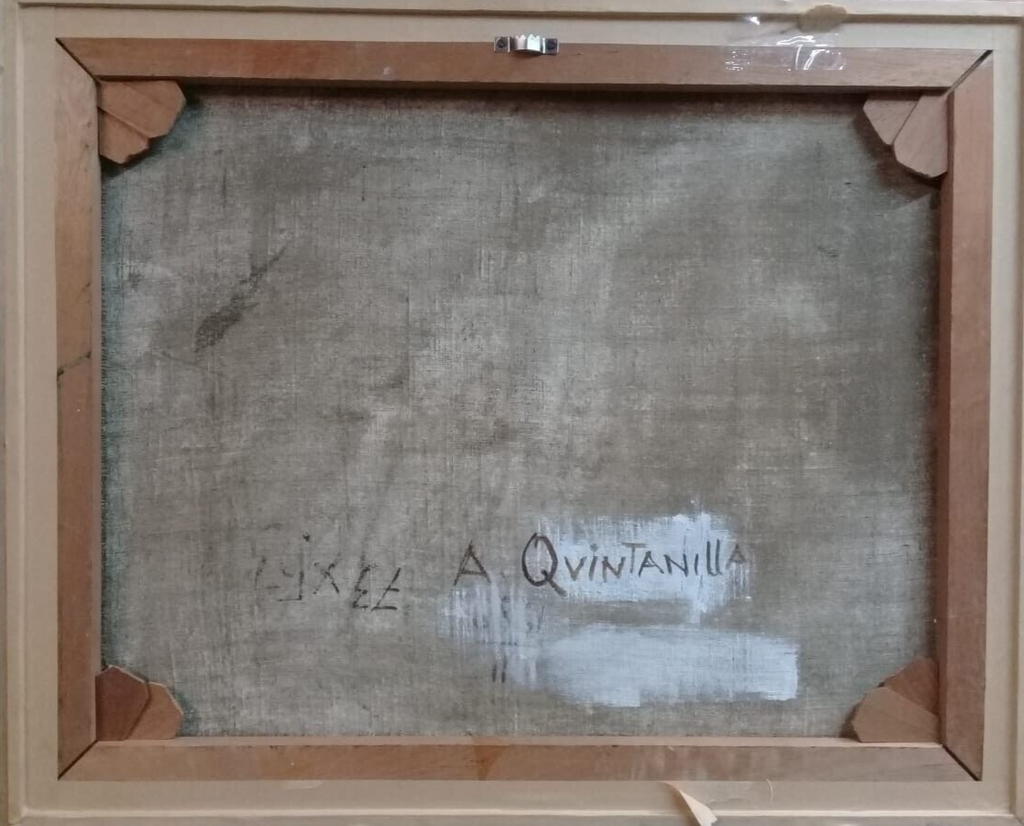 Fine ART: Antique Oil Canvas painting / París / Devil mask / Quintanilla, Signed