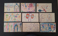 Fine Pens on cardboard paper 1980s / Lot 9 pieces unframed