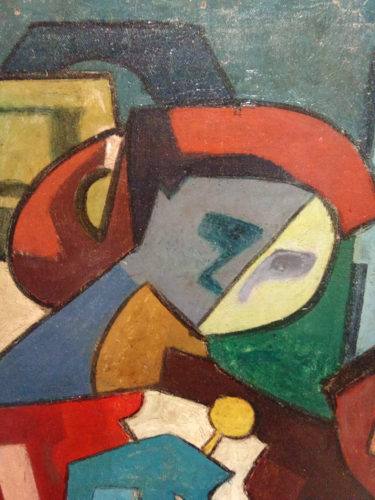 ORIGINAL Cubist Oil Canvas Painting - Signed by SAGASTEGUI 1960s