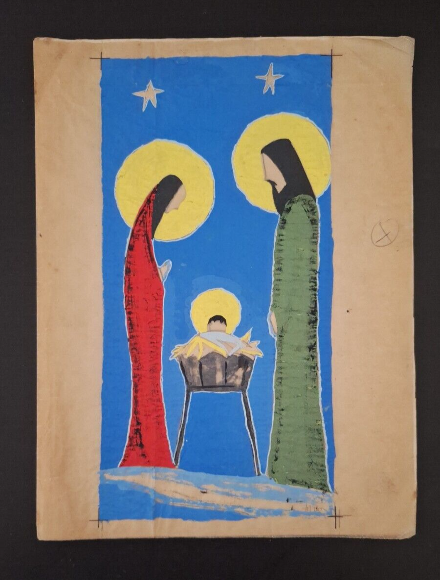 Art Religius two pages - ARt by ALDO signed 1960s - Original Painting