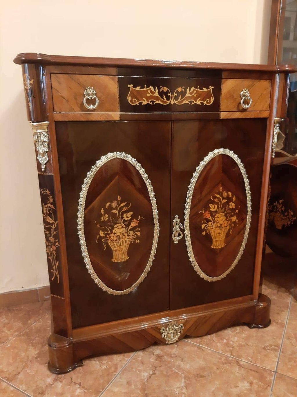 Antique Boulle Furniture / Mahogany Wood  / Amazing Piece & Bronze Aplications
