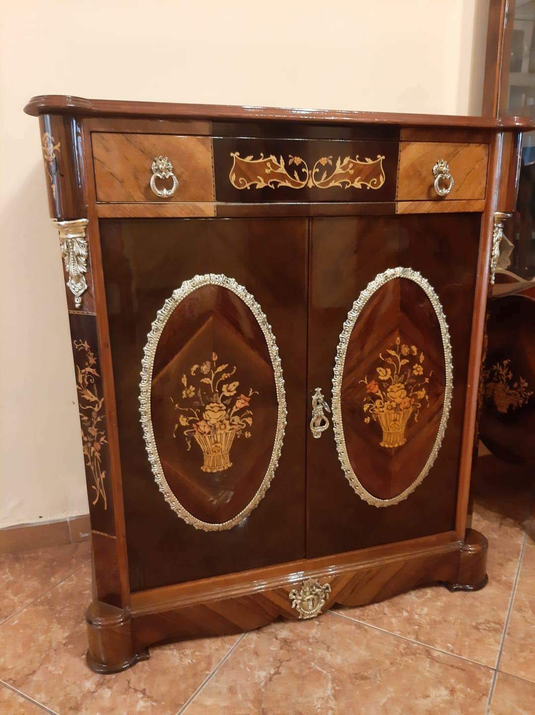 Antique Boulle Furniture / Mahogany Wood  / Amazing Piece & Bronze Aplications
